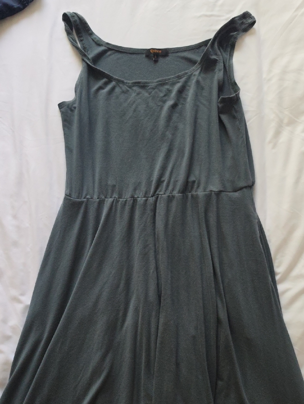 Quince Tencel Jersey Fit & Flare Dress Olive Green Sleeveless Midi Dress - Picture 4 of 6